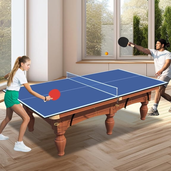 Table Tennis Top for Pool Table, 6ft/7ft/8ft/8ft/8.5ft/9ft Foldable Table Tennis Table for Pool Table, Table Tennis Conversion Top with Net