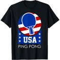 thumbnail image 1 of Table Tennis USA Flag Ping Pong Funny Table Sports Gift T-Shirt, 1 of 3