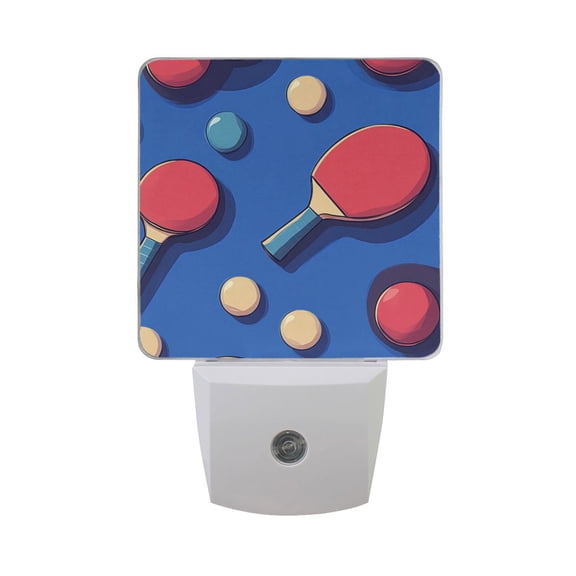 Table Tennis and Rackets LED Night Light with Smart Sensor Plug Into Wall Dusk to Dawn 2 packs