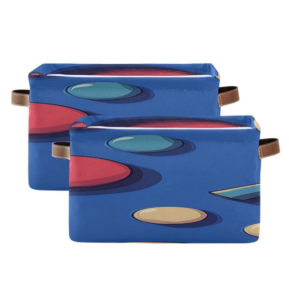 Table Tennis and Rackets Square Storage Bins with Handles Collapsible Containing Box 2 Packs