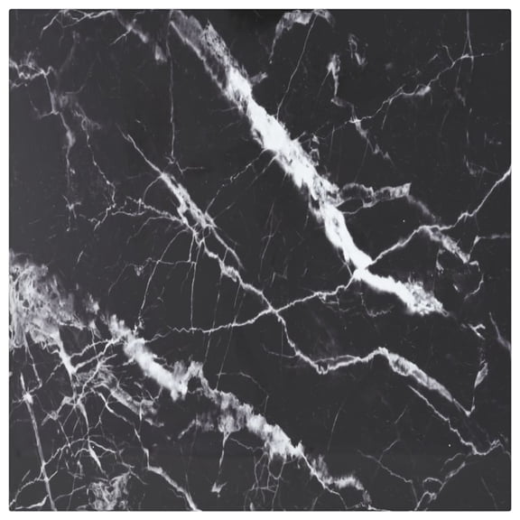 vidaXL Table Top Black 11.8"x11.8" 0.2" Tempered Glass with Marble Design