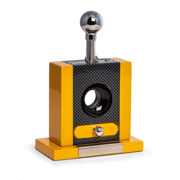 Table Top Cigar Cutter with Drawer Yellow & "Carbon Fiber" Color