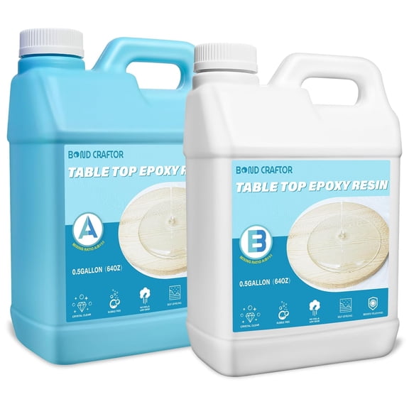 Table Top Epoxy Resin Kit 1 Gallon, Crystal Clear Epoxy with Self-Leveling UV Resistant for Table, Countertop, Bar&Surface Coating, Tumble, Wood