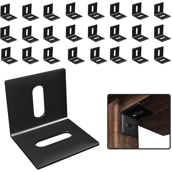 Table Top Fasteners, 24PCS Adjustable Corner Brackets for Wood, Heavy Duty Right Angle L Brackets for Shelves Desk and Chairs, Tabletop Connectors for Repairing Furniture