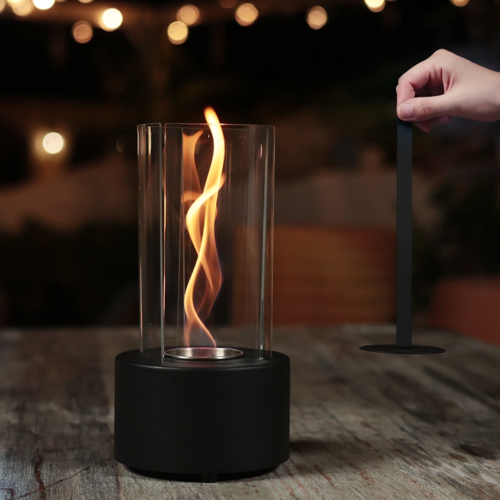 Portable Mini Fireplace Tornado Flame Metal Tabletop Fire Pit Glass Portable Heater, Gift for Christmas