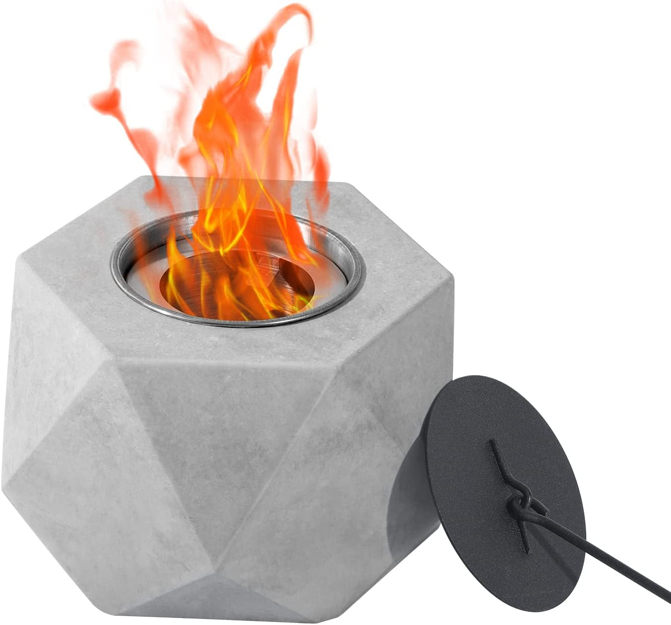 Table Top Fireplace, GAITON Portable Concrete Mini Alcohol Fire Pit Bowl Tabletop Smores Maker