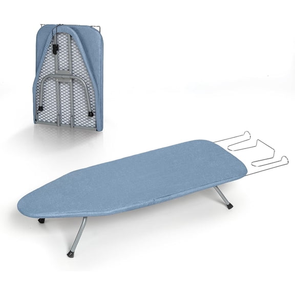 Table Top Ironing Board, Small Folding Iron Board Portable with Non-Slip Feet, Travel Compact Ironing Table for Dorm and Small Space, 31"x12", Blue