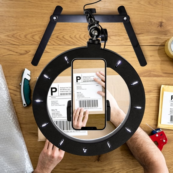 Table Top Overhead Recording Kit, Adjustable Phone Holder Tripod with Dimmable Ring Light, Multi-Scene Photo Video Shooting Accessory