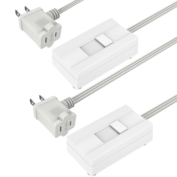Table-Top Plug in Dimmer for Table or Floor Lamps, Slide Control, Works with 360 Watt Incandescent and 150 Watt Dimmable CFL/LED, Off at Lowest dim, 6ft Cord, TGTTDL300-W, White, 2 Pack