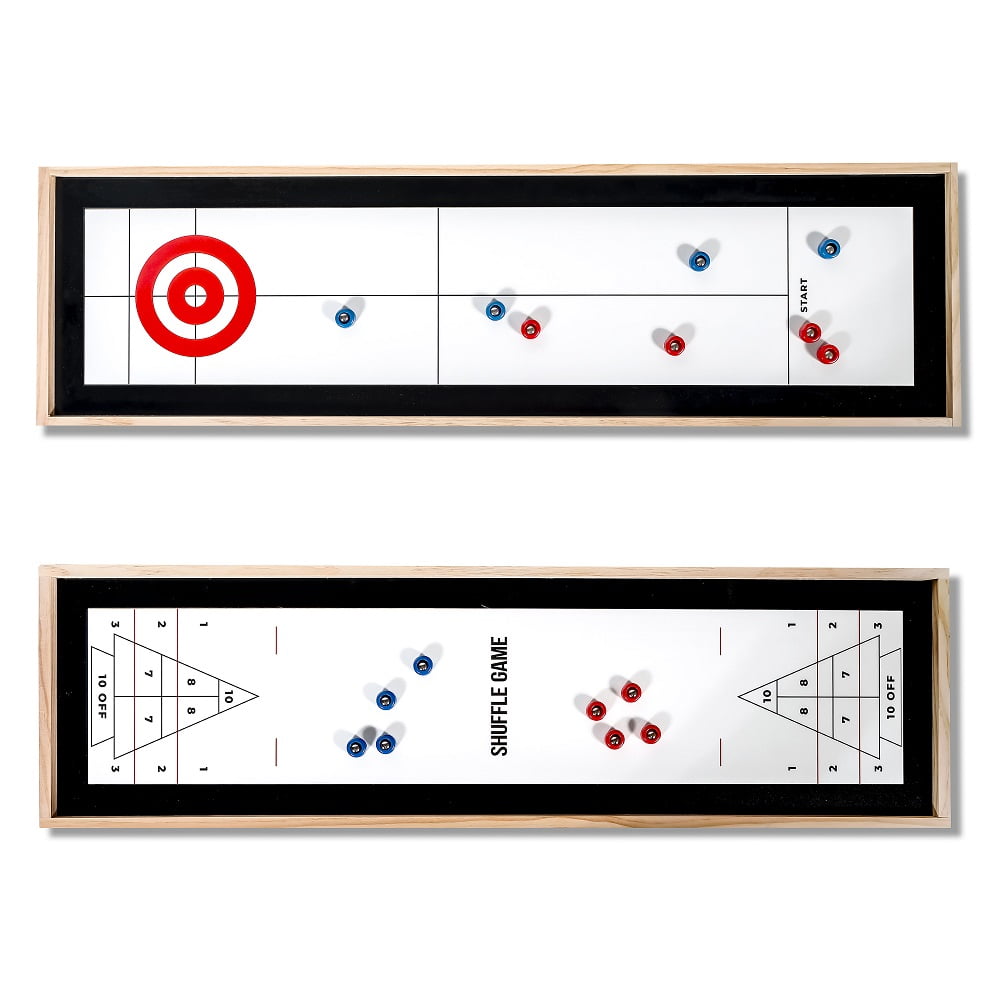 Pine Wood Table Top Shuffleboard and Curling Game