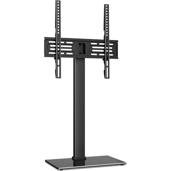 Universal Table Top TV Stand for 32-70 Inch TVs - 8-Level Height Adjustable Tilt & Swivel TV Stand Mount with Heavy Duty Tempered Glass Base, Hold Up to 88lbs, VESA 400x400mm