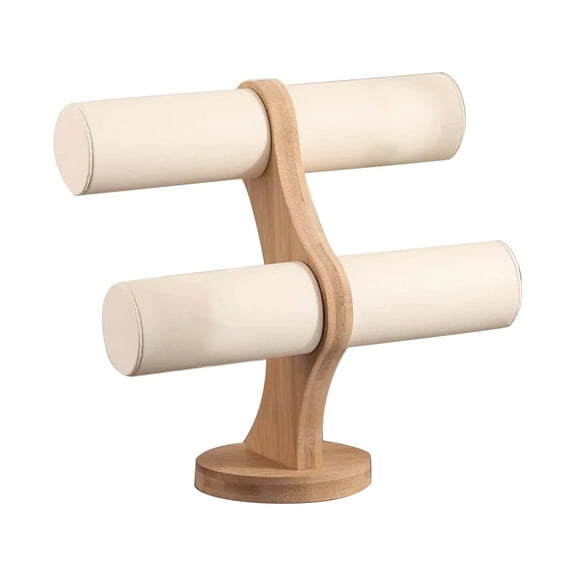✪ Table Top Wooden Holder Display T Bar Stand Bracelets Rack Jewelry Display Tower Holder Watch Storage Bangle Organizer