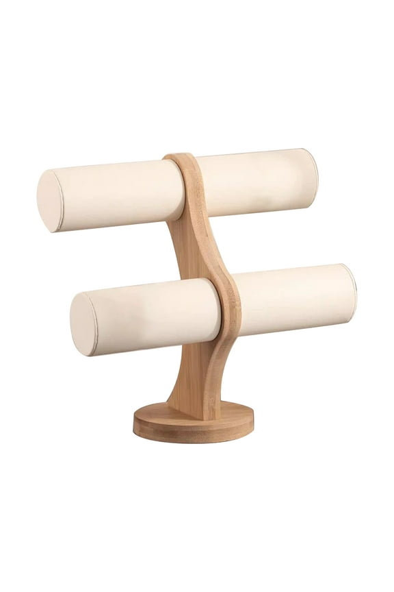 ✪ Table Top Wooden Holder Display T Bar Stand Bracelets Rack Jewelry Display Tower Holder Watch Storage Bangle Organizer