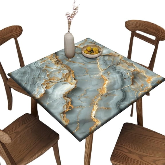 Table Toppers Square, Gold Veined Marble Pattern Printed on Polyester Outdoor Table Cover, Great for Thanksgiving Feast Holiday Meals, Fit for 32" x 32" Square Tables