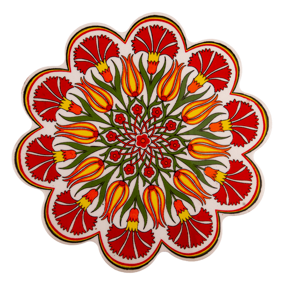 Table Trivets Red Tulips Large Ceramic Trivet 7" (18 cm) Trivets for Hot Dishes Serving Trivets