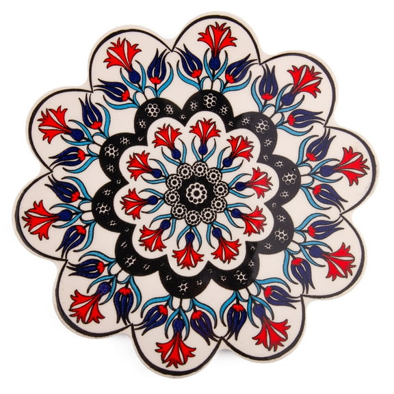 Table Trivets Red Tulips on White Large Ceramic Trivet 7" (18 cm) Trivets for Hot Dishes Serving Trivets