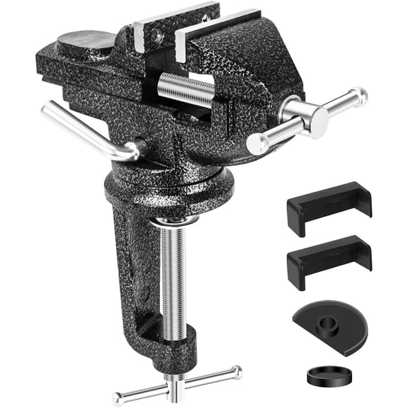 Table Vice 3 Inch Bench Vise Multipurpose Clamp-On Vice with Anvil,360 Swivel Base Portable Clamps Tools for Workbench,Woodworking,Cutting Conduit,Drilling,Sawing,Metalworking,Craft,DIY