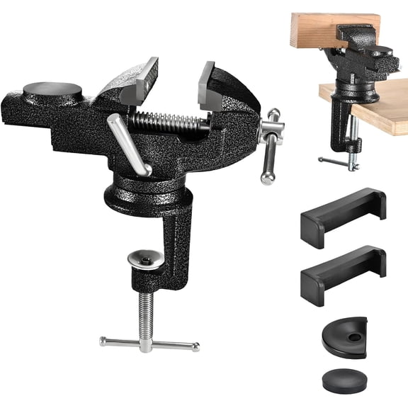 Table Vise 2 Inch Bench Vise with Anvil,Swivel Base Universal Vices made of Cast Steel for Workbench Repair Tools Woodworking,Drilling,Sawing,Metalworking,,Craft,Sculpting