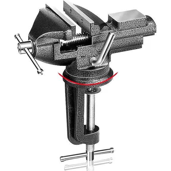 Table Vise 3 Inch, 360? Swivel Base Universal Vise Portable Bench Clamp,Bench Vise For Workbench,Vise Clamp for Woodworking, Creations, Metalworking, Conduit, Drilling,