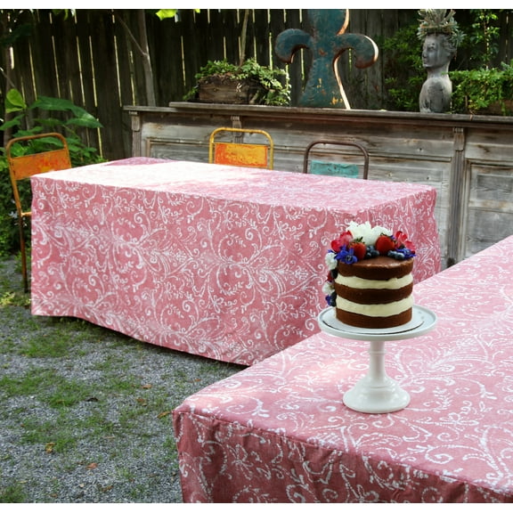 Table Vogue 6-Foot Red Bali Print Table Cover