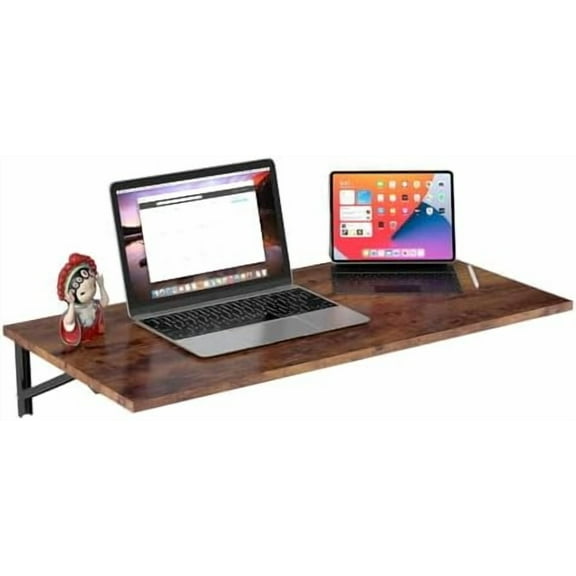 Folding Table Wall Mounted Desk: Large Size 39.37x 19.69 Drop Leaf Computer Table - Heavy Duty Workbench Foldable for Bar Laundry Dining Room