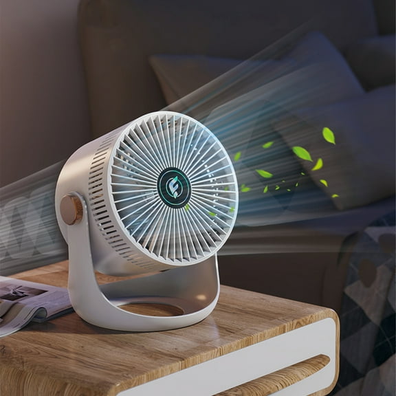 Table Wind Circulator Fan, for Home Bedroom Whole Room, 16ft Strong Airflow, 90 Degree Adjustable Tilt, Low Noise 30dB, 3 Speed, USB Rechargeable 2400mAh, for Office