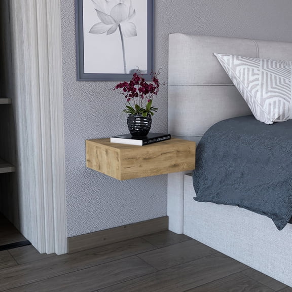 Table With Wide Drawer - Beige For Bedroom & Living Room Space Saving Side Compact Exterior Option