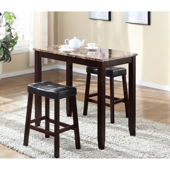 Table and Stools in One Package / Blended-Leather Seating for Breakfast