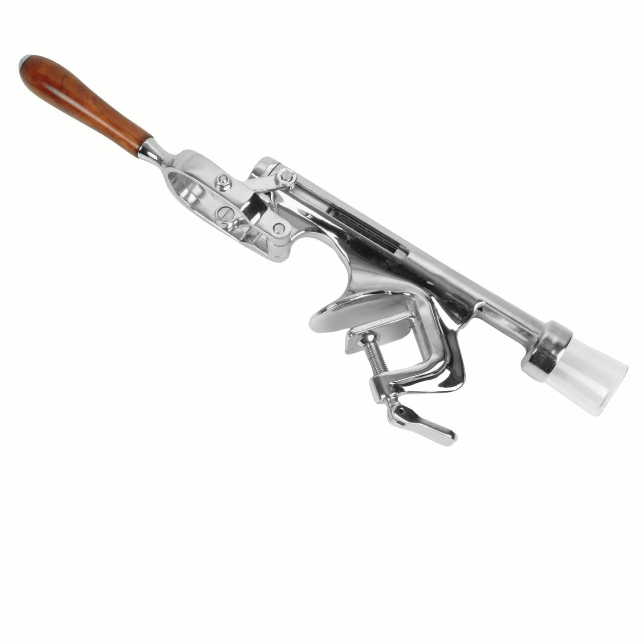 Elegant Stainless Steel Table Mount Wine Opener with Wooden Handle