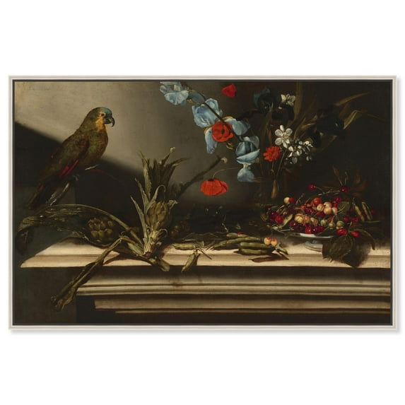 Table of Riches Canvas Print Vintage Decor by Art Remedy, Silver Frame, 54 x 36