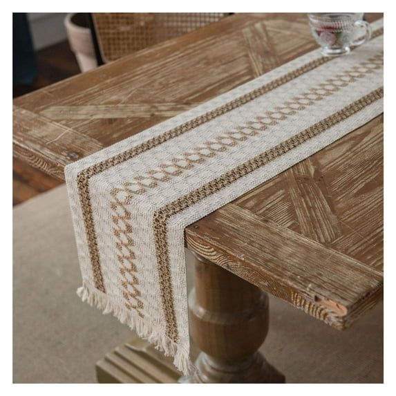 Table runner, 30×120CM table runner with tassels, vintage dining table cloth, table runner, American style table runner, suitable as dining table and tea bar decoration