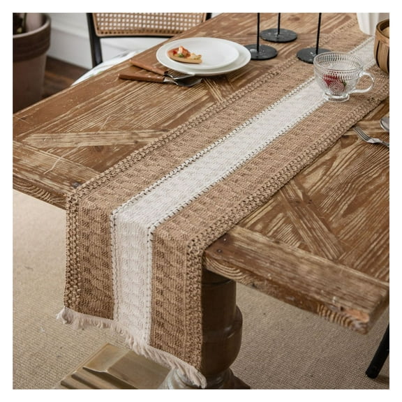 Table runner, 30×120CM table runner with tassels, vintage dining table cloth, table runner, American style table runner, suitable as dining table and tea bar decoration