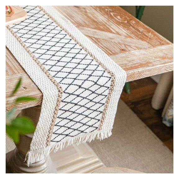 Table runner, 30×120CM table runner with tassels, vintage dining table cloth, table runner, American style table runner, suitable as dining table and tea bar decoration