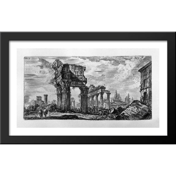 Table text: Following the inscriptions referred to in the previous plate and index tables contained in the work 40x24 Large Black Wood Framed Print Art by Giovanni Battista Piranesi