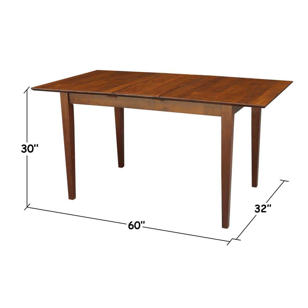 Espresso Solid Wood Extendable Dining Table with Butterfly Extension