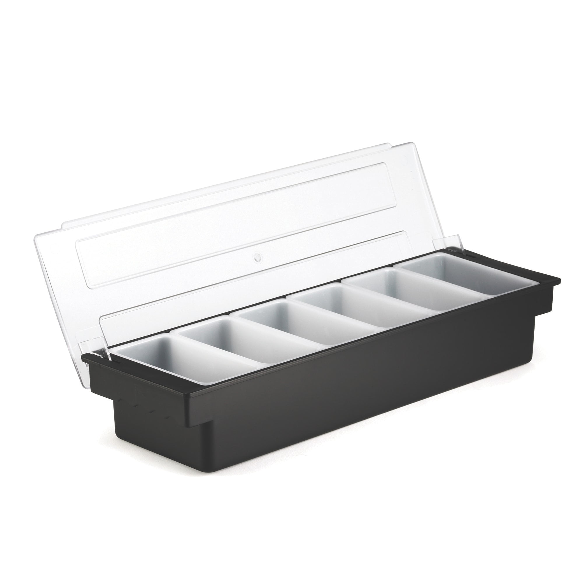 Black 6-Compartment Condiment Holder with Clear Lid