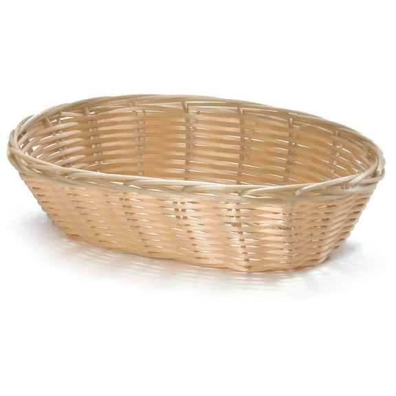 TableCraft 1174W 9 x 6" Hand-Woven Plastic Basket - Dozen"