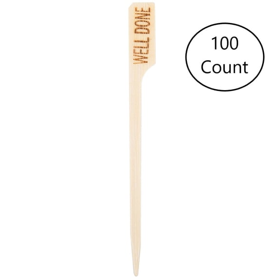 TableCraft Bamboo Steak Marker Well Done | 100 Per Bag