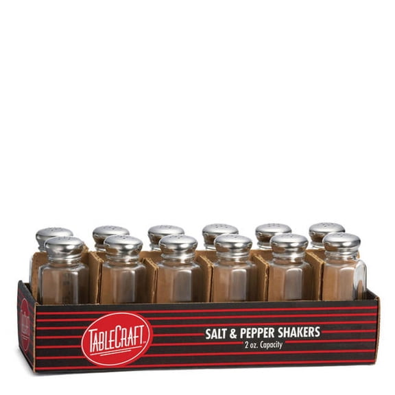 TableCraft C155-12 Paneled Glass 2 Oz. S & P Shakers - 12 / PK