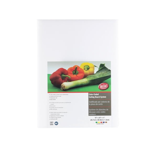 TableCraft 24" x 18" Polyethylene Cutting Board | White