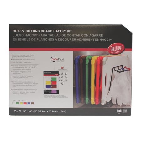 TableCraft CBG1520APK6 15 x 20 Grippy HACCP Kit Cutting Board - 6 / PK