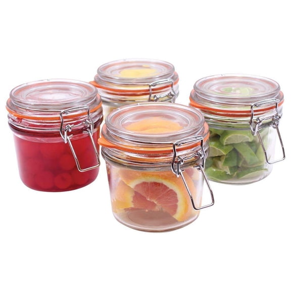 TableCraft CJS12 4-Piece Resealable Condiment Jar Set