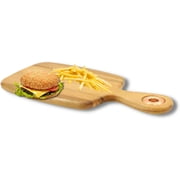 TableCraft Collection Smooth Bread Board with Brushed Nickel Eyelet, Acacia Wood, 26.5 x 18.5 x 1.5 cm
