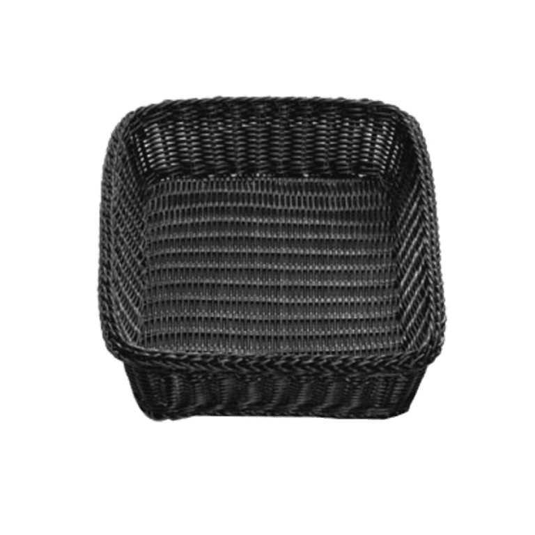TableCraft 2471 Black Oval Woven Plastic Basket – Set Of 12, 7x5 Inches, For Rolls, Pastries, Crackers 5 thumbnail image