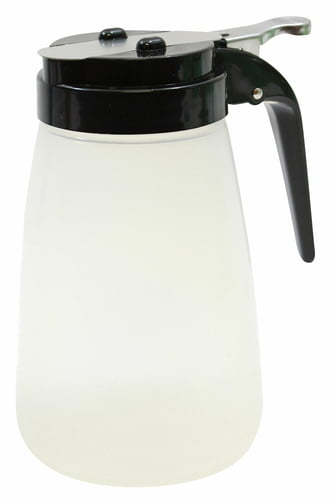 TableCraft PP10BK Syrup Dispenser, 10 oz., modern design, dishwasher safe, black ABS plastic top, BPA free polypropylene, transparent, 12 each per case