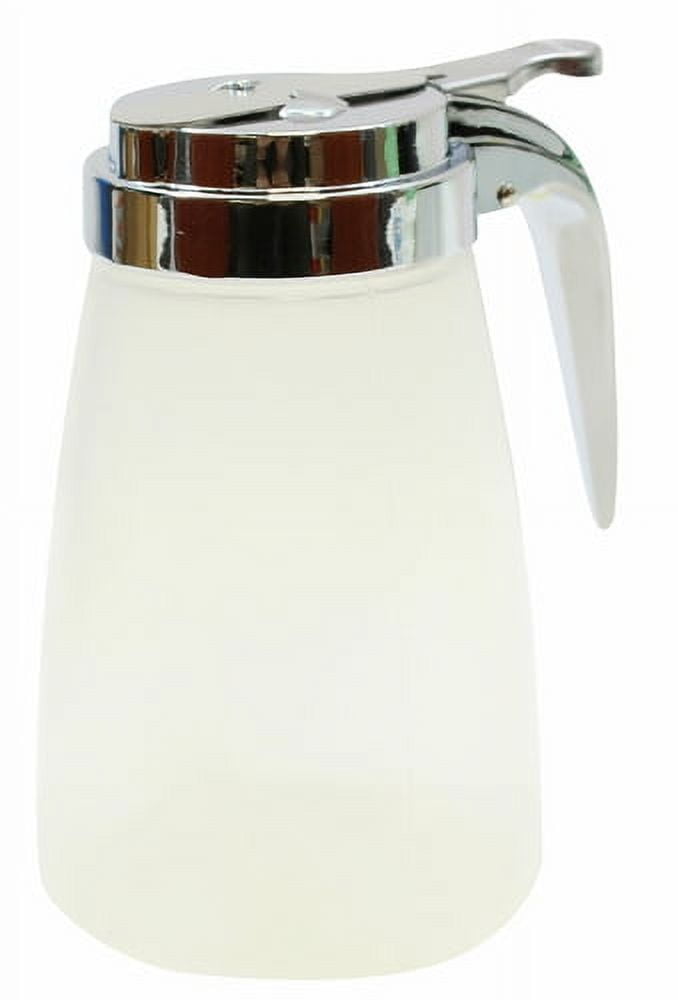 TableCraft PP10CP Syrup Dispenser, 10 oz., modern design, dishwasher safe, chrome plated ABS plastic top, BPA free polypropylene, transparent, 12 each per case