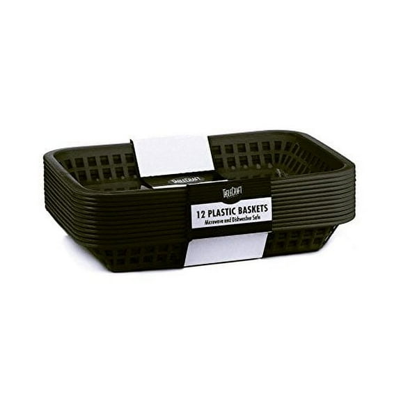 TableCraft Serving Basket Black, 1.5" Height x 7.75" Width x 10.75" Length  | 12/Pack