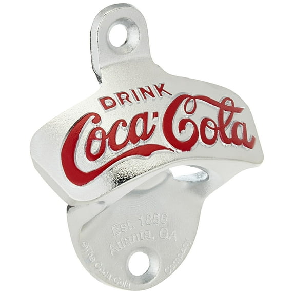 TableCraft Wall-Mountable, Classic Coke 1929 Design, Chrome Plated Metal, Silver, Bottle Opener