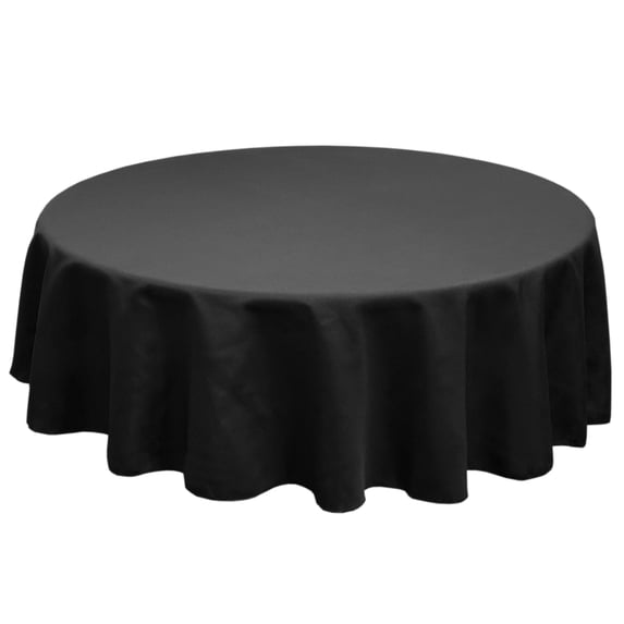 TableLinensforLess Polyester Round Tablecloth, 96 Inch Round, (Black)