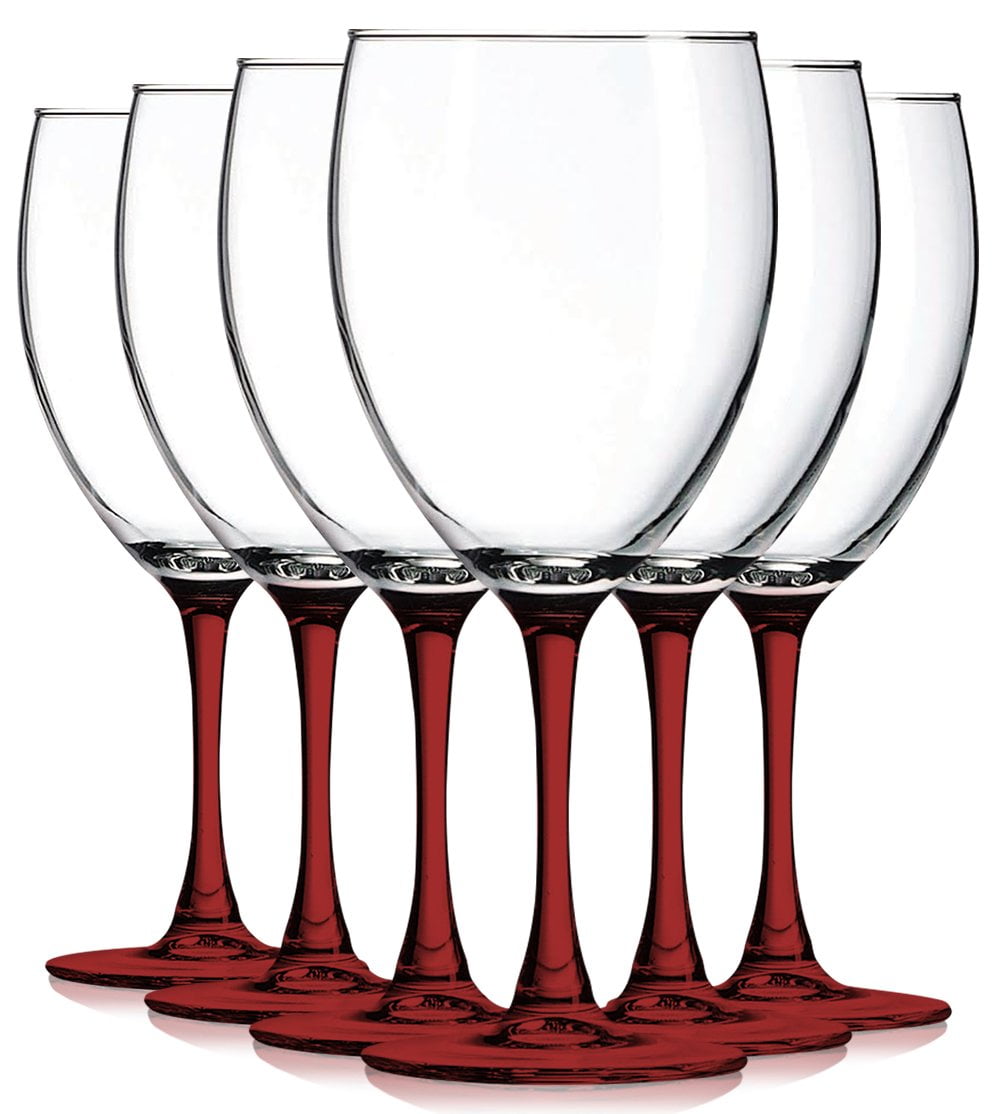 Tabletop King 10 oz Wine Glasses, Stemmed Style, Nuance Bottom Accent, Red, Set of 6, Size: One Size